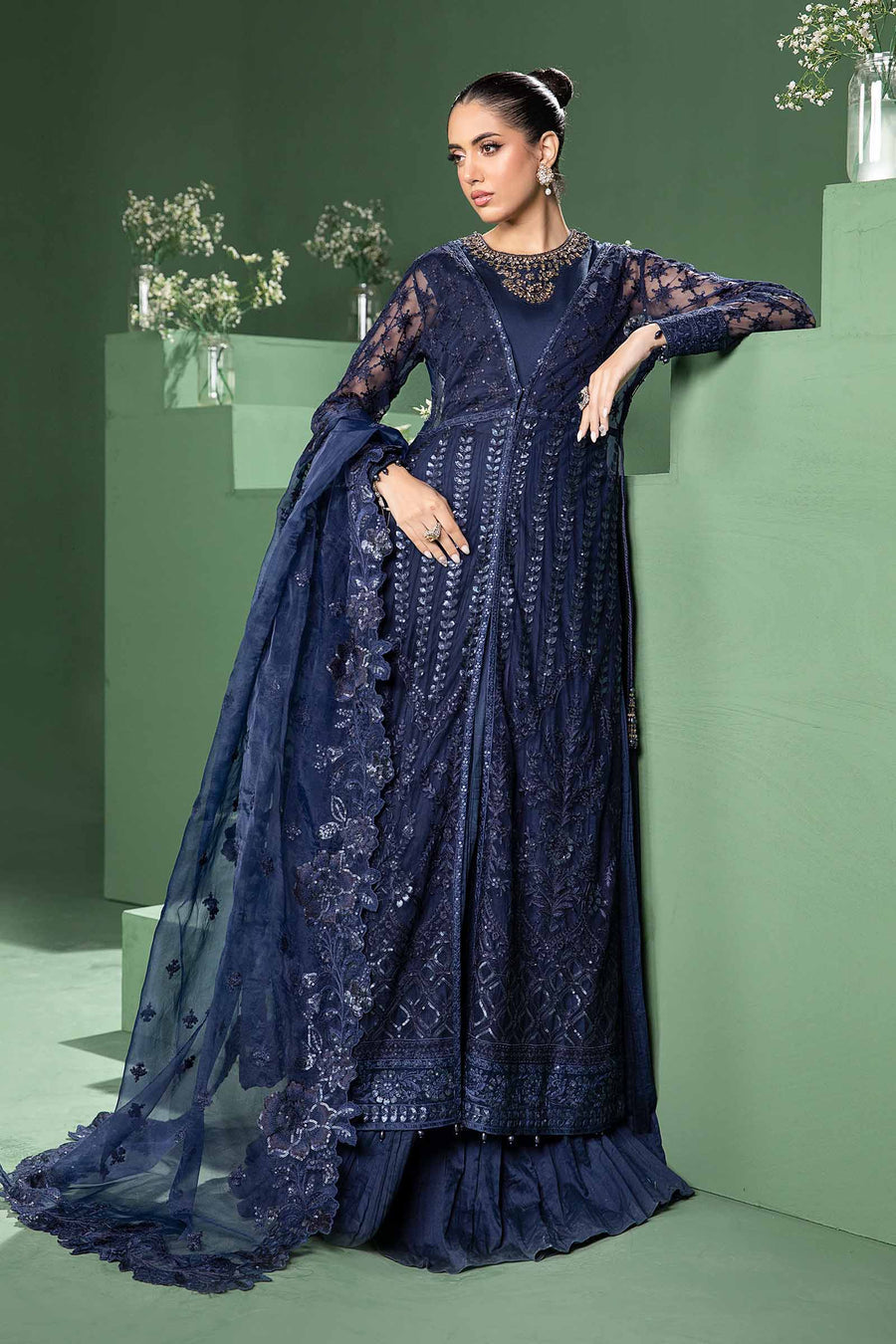 Maria B Mixy Navy Blur Organza (AY0025)